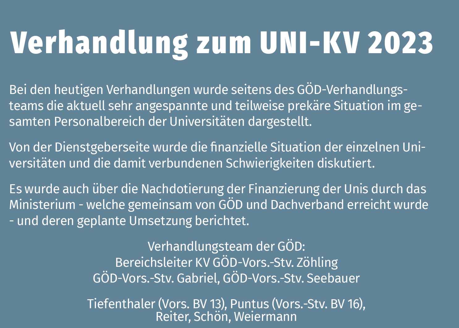 KV-Verhandlungen Anfang Dezember 2022
